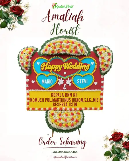 Papan Bunga Pernikahan Setu